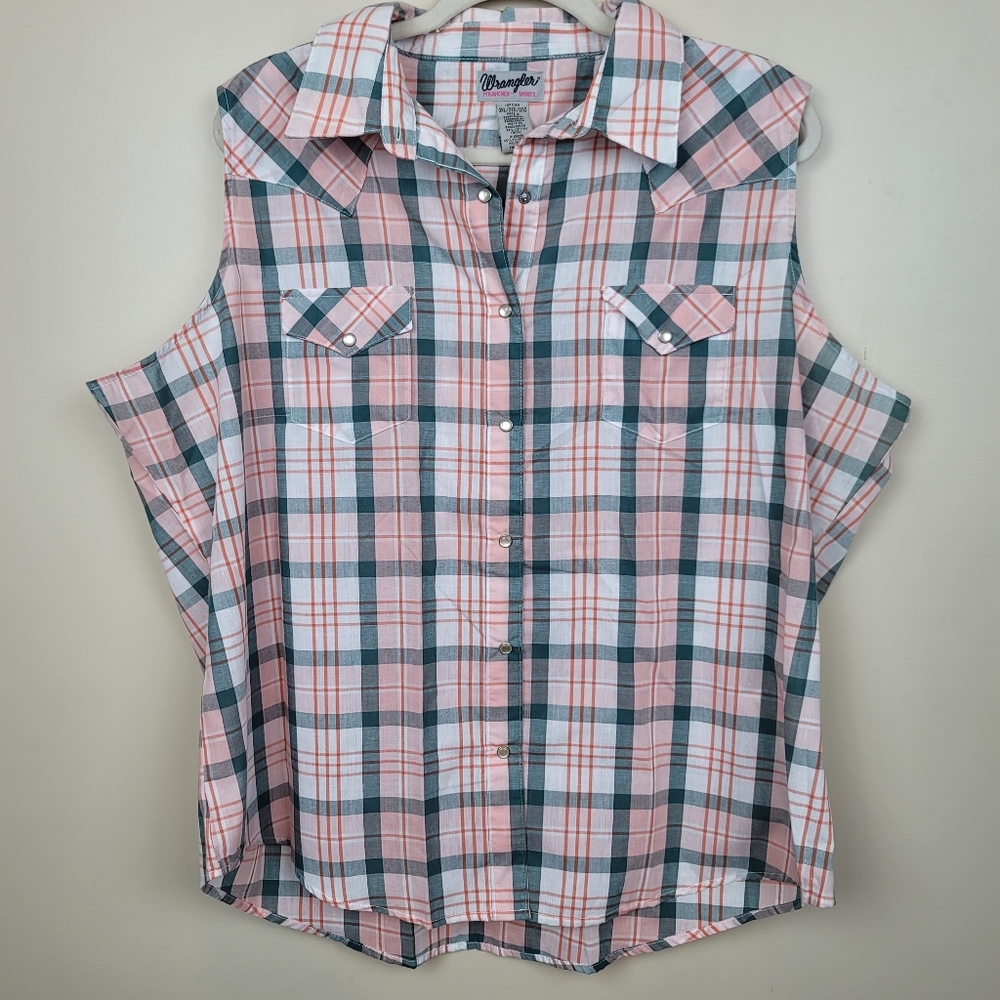 Wrangler Sleeveless Pearl Snap Button  Down Top size 3XL